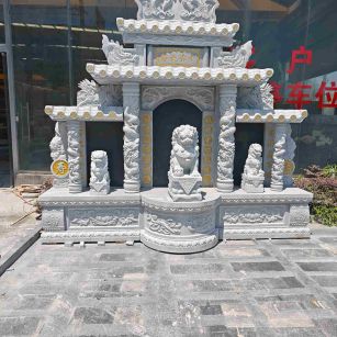 临沧芝麻白中国黑石材套墓 花岗岩墓碑